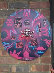 Abstract Skull Painting With Wild Designs – 20 Inches Round- Original