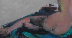 Beautiful Acrylic on Canvas of a Reclining Nude Woman by Artist Eleanor Foss