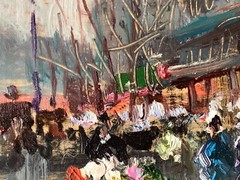 French Oil Painting Signed Manner Edouard Leon Cortes Boulevard Montmartre 1900s