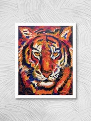 Colorful Abstract Tiger Painting Original Animal Wall Art 11×14 Canvas Decor CP