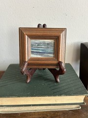 Vtg Miniature Landcape Barn Watercolor Painting Art In Wood Frame 4”x3.5” Signed