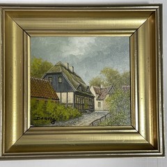 Danish Oil Painting Lyngby Denmark Landscape Original Art Signed Vintage Framed