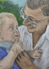 ACEO Original Father’s Day Painting | Oil On Wood | Dad And Baby Impressionist