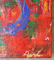 Stunning Abstract Art on Canvas Signed Illegibly Artist Unknown