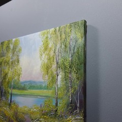 Lakeside Wildflower Path Oil Painting Nature Landscape Garden Artwork 10×10
