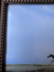 Damba Tsolmon – Framed Watercolor of Galloping Horses – Mongolian Art – 2002
