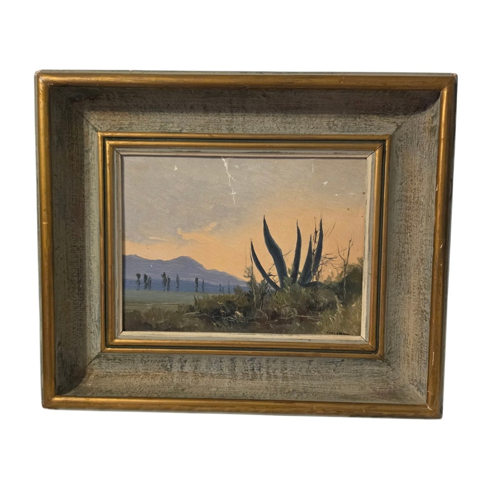 Vives Atsara Paisaje de Chalco Original Oil On Canvas Painting Framed 1953