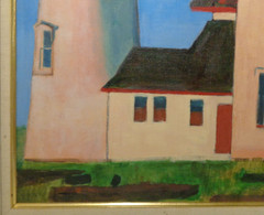 TOBIN, 1957 EASTERN POINT LIGHTHOUSE, CAPE ANN GLOUCESTER MA VINT SGND O/B, FRMD