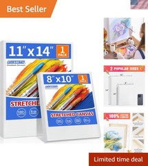 Artist-Ready Stretched Canvases, 2 Pack in 8×10 & 11×14 for Instant Creativity