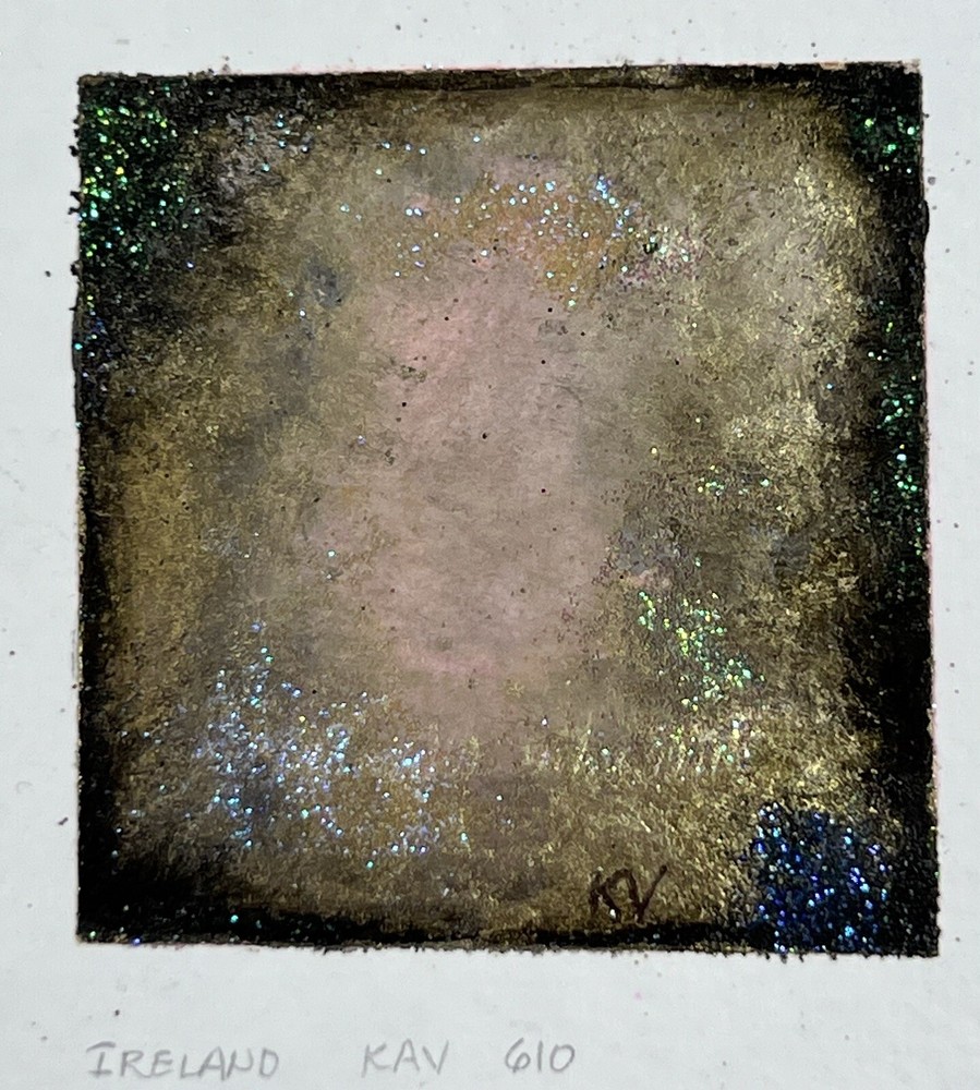 Mixed Media Mini Painting Ink Metallic Powders and Dyes Kathryn Vaughn Ireland