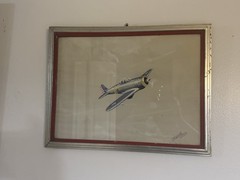 Painting of a Seversky P-35 Airplane Watercolor Gouache? Military Vintage Art