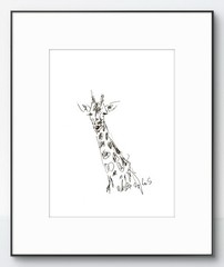 Original Abstract Expressive 9X12 Giraffe Paper Ink Modern Handmade Signed 14