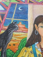 Original Diana Bryer Chimayo New Mexico Folk Art Pencil Drawing 1994