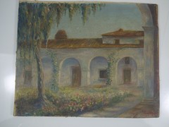 Antique 1920’s Lily Dodson Yont Oil Paintings NEBRASKA KANSAS copy Mission MONK