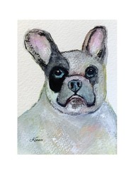 ACEO By Kenna Original Painting Pet Dog French Bulldog 2.5” X 3.5” Signed ÀTC