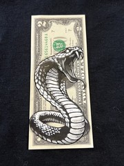 Cobra 2 Dollar bill painting Tattoo Art Graffiti Art Original Street Art