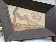 CARLO OF HOLLYWOOD Painting watercolor Harem woman with manacles and Persian