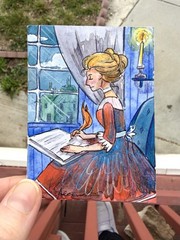 Original ACEO Victorian Letters Painting by Alannah Dyer- Mini Art 2.5×3.5 in.