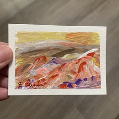 ACEO Original Painting Abstract Landscape Impressionism Acrylic on Paper