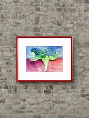 Plus Size Female Air Drying Abstract Pop Art Watercolor On Paper 9×12 Signed