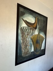 MARGARET HOPKINS VINTAGE MID CENTURY MODERN ABSTRACT STILL LIFE OIL PAINTING 62