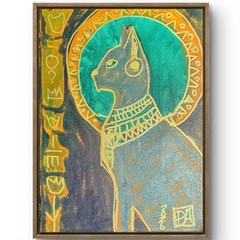 DAnverrs Egyptian Cat Gold Original Abstract 12×9” Canvas Painting Tasmania