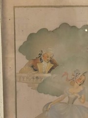 Maude Eggemeyer Water Color ~ Signed Colonial Courting Scene Framed RARE FIND🦄