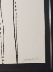 2 Framed Modern Botanical Ink Paintings Signed Boho Minimalist Black Wall Art