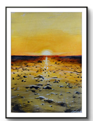 LOVELESS – „NATURAL GLOW“ yellow seascape acrylic on gallery paper COA 11 x 15