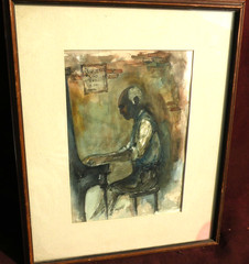 New Orleans Louisiana art PAIR watercolor paintings French Quarter musicians