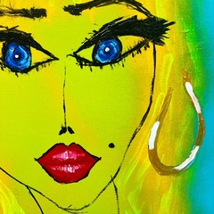 Modern Colorful Pop Art LADY PORTRAIT PAINTING 15 x 21 Original SWARTZMILLER DNA