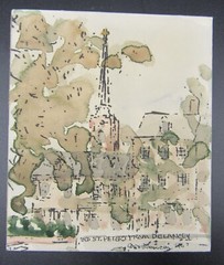 Elizabeth Vacher Booraem watercolor Old St Peter’s Philadelphia 1967 church