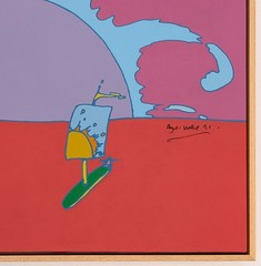 Peter Max „Sunset Sail“ 1971 | Original Painting on Canvas | 25×31″ Framed