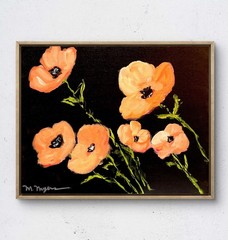 Mary Myers Original Orange Poppies 11×14 Acrylic Signed Expressionist Floral