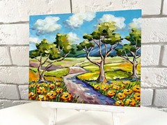Hill Country Wildflowers Oil Painting Original Austin Texas Landscape 8×10 in