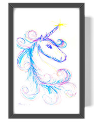 Guajardo Art: Fantasy Unicorn 9X6 Original Paper Signed Fantasy Whimsical Art