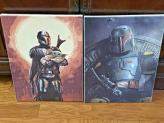 Star Wars Painting On Canvas ~ Print ~ Mandalorian and Grogu 16″ x 12 “ unframed