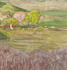 Hans Völcker, landscape, gouache, Wiesbaden, Munich