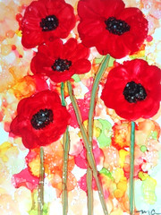 One Of A Kind – Original BIG BRIGHT RED POPPY FLOWERS FLORAL Painting 8×10