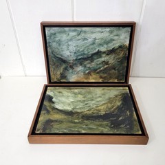 Two Expressionist Landscape Paintings by Clarke – 1966 – Oil on Board