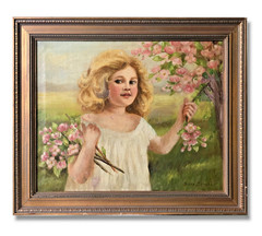 Vintage Framed Signed Sara Bernhart Original Oil Painting Hand Stretched Canvas