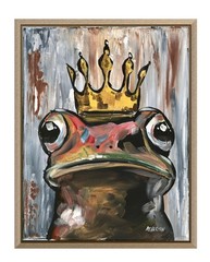 Original 11×14 Crowned Frog Painting Acrylic Whimsical Animal Pop Surreal Art