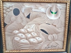 Vintage Fredrix framed We Kim Paulino signed oil painting culture