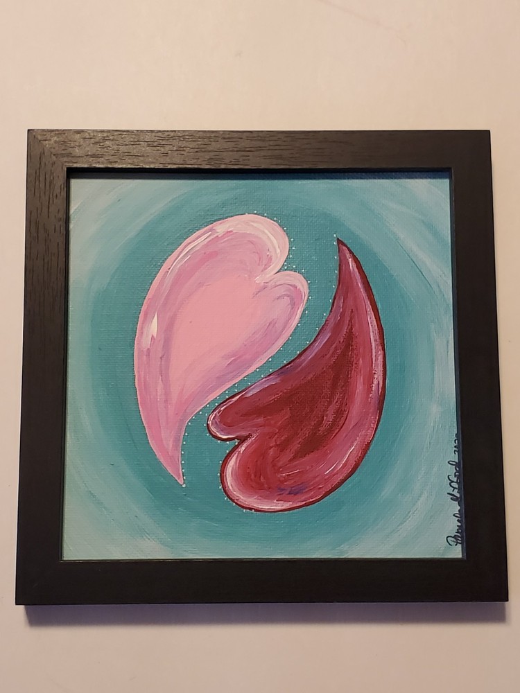 ORIGINAL YIN YANG ARTWORK PAINTING ACRYLIC ON CANVAS BOARD 6-3/4 X 6-3/4 ooak