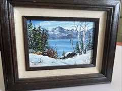 Eda Hoff Wintry Aspens Framed and Signed Painting South Lake Tahoe Winter Scene