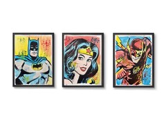Original Batman Wonder Woman Flash Painting By Alannah Dyer- Acrylic 9×12 in.