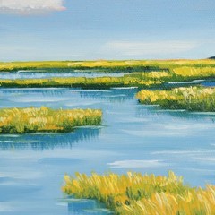 Original Oil Painting Marsh Swamp Scene Nature Painting Wall Art Home Decor