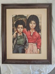 Framed vintage art print “Brother and Sister by Etienne Roth, 1960’s mid century