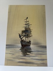 Rex Brandt Painting Nautical Boat Ship Sea Seascape Listed Famous Vintage Coast