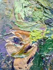 Original Modern Composition, Oil Painting “Flowers”, Impasto Technique, 30.0×24.0 cm.